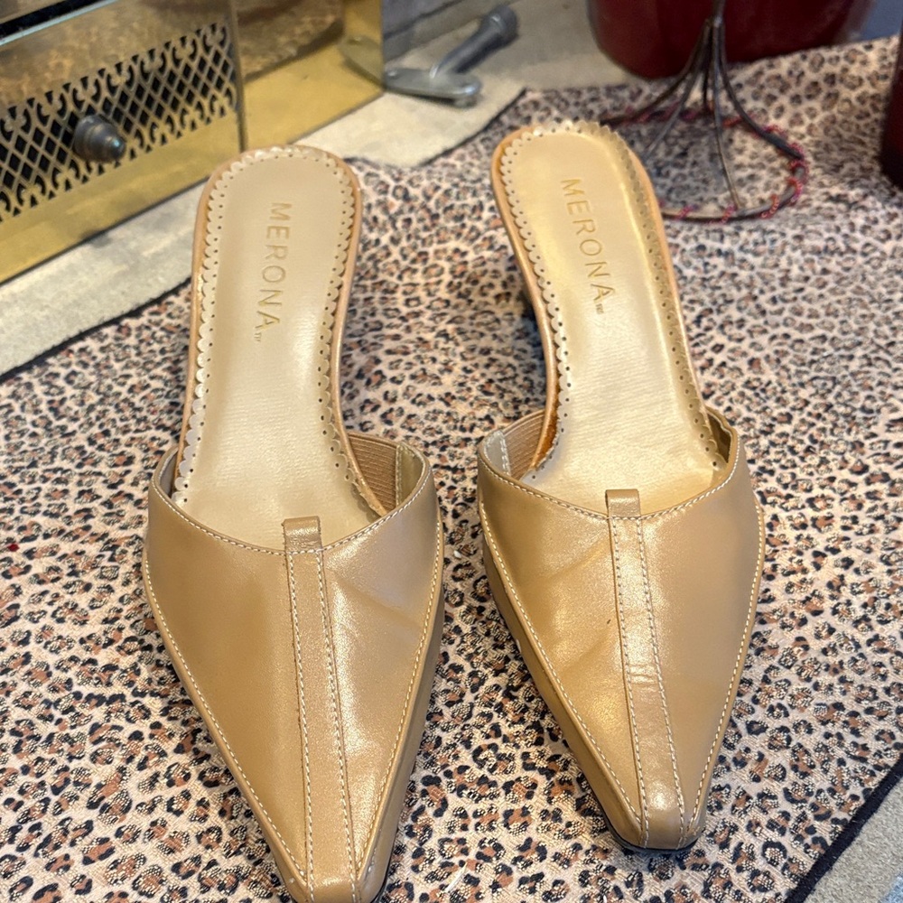 Merona Women's Beige Mules. Size 7.